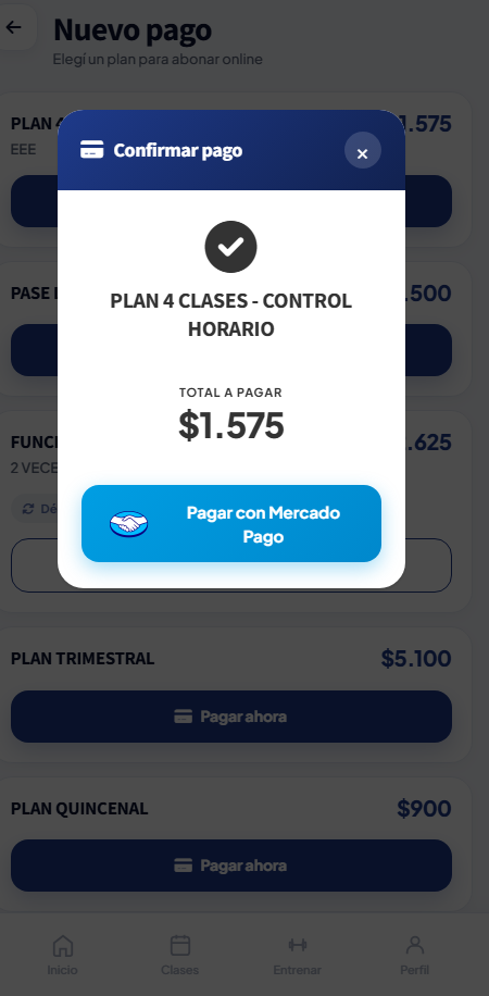 Confirmaci&oacute;n de un pago con Mercado Pago en la app