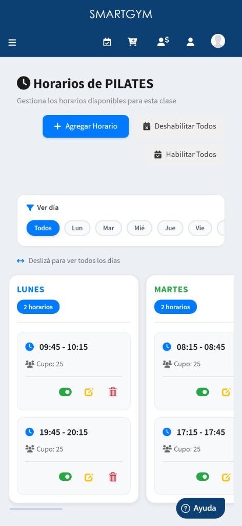 Cupos reducidos y packs de sesiones